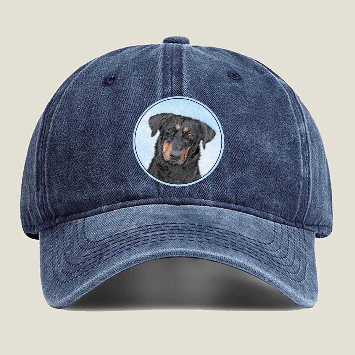 

Portrait of a Dog in Circle Fashion Washed Baseball Cap Hat Outdoor Activities One Size темно-синий