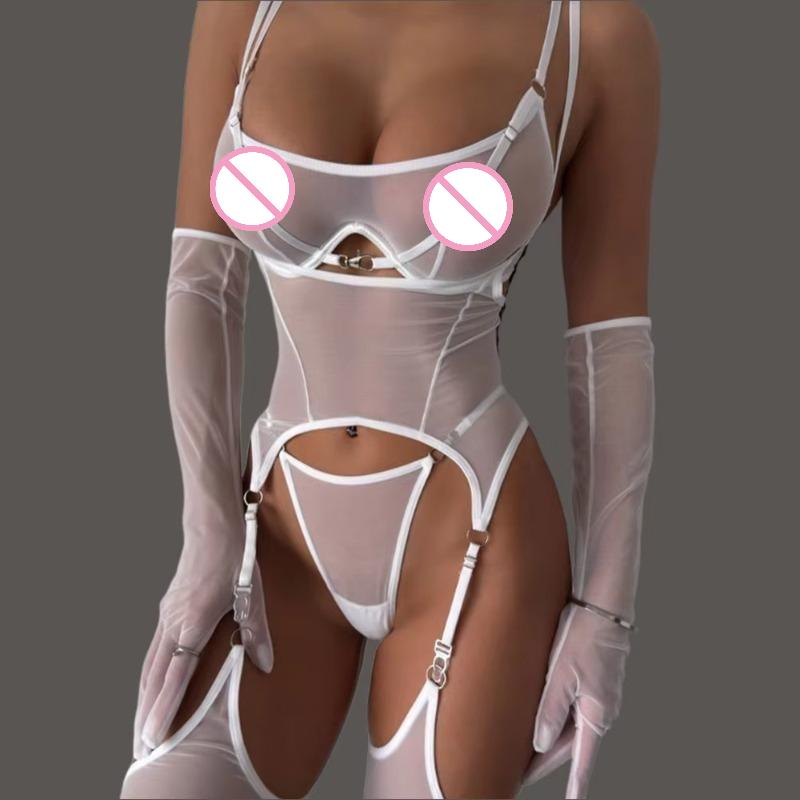 Sensual Sexy Lingerie Sets Porno See Through Sheer Mesh Women'S Ethical Underwear Sissy Dance Girls' Clubwear Call Of The Night