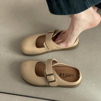 Fashion Retro Playful Cute One-pedal Platform Shoes Women's Spring with Skirt and Half Slippers
