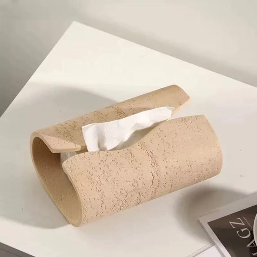 Imitation Cave Stone Design Resin Tissue Box Rectangular Tissue Paper Case Living Room Decoration
