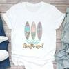 Fashion Women's T-shirt Summer Beach Print Cute Short Sleeve Ladies Fashion Casual Summer Women's T-shirt Graphic
