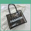 Street Style Large Capacity Transparent Pvc Tote Bag With Splice Details For Daily Use Women