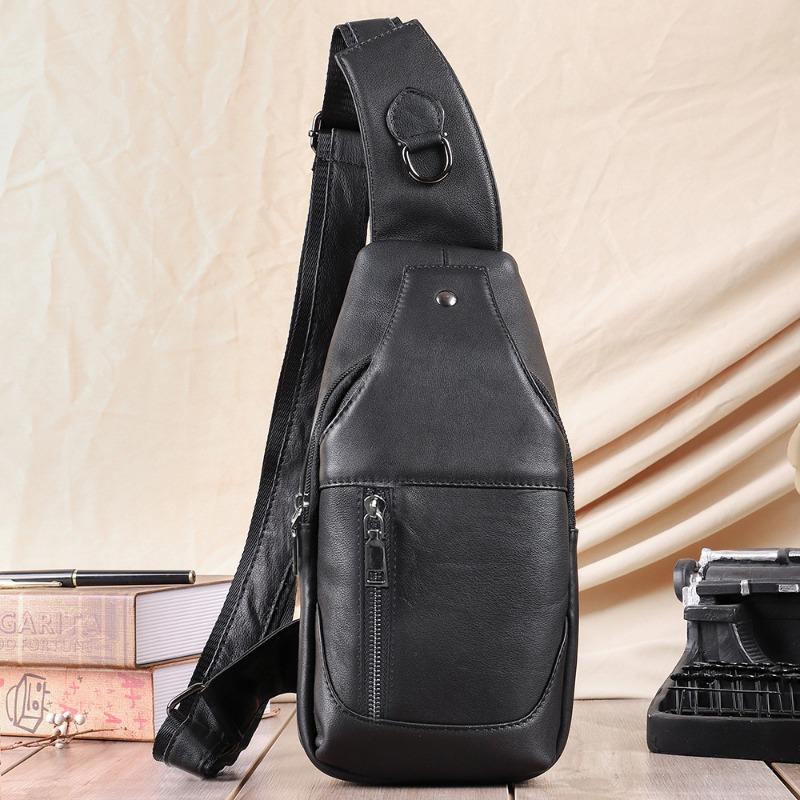 Pánská taška z pravé kůže Venkovní ležérní crossbody taška Pánská taška přes rameno z hovězí kůže Pánská náprsní taška