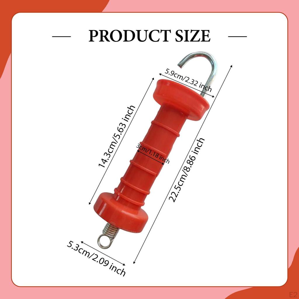 2x Electric Fence Gate Handle Insulators with Spring Part Spare Door Handles for Outside