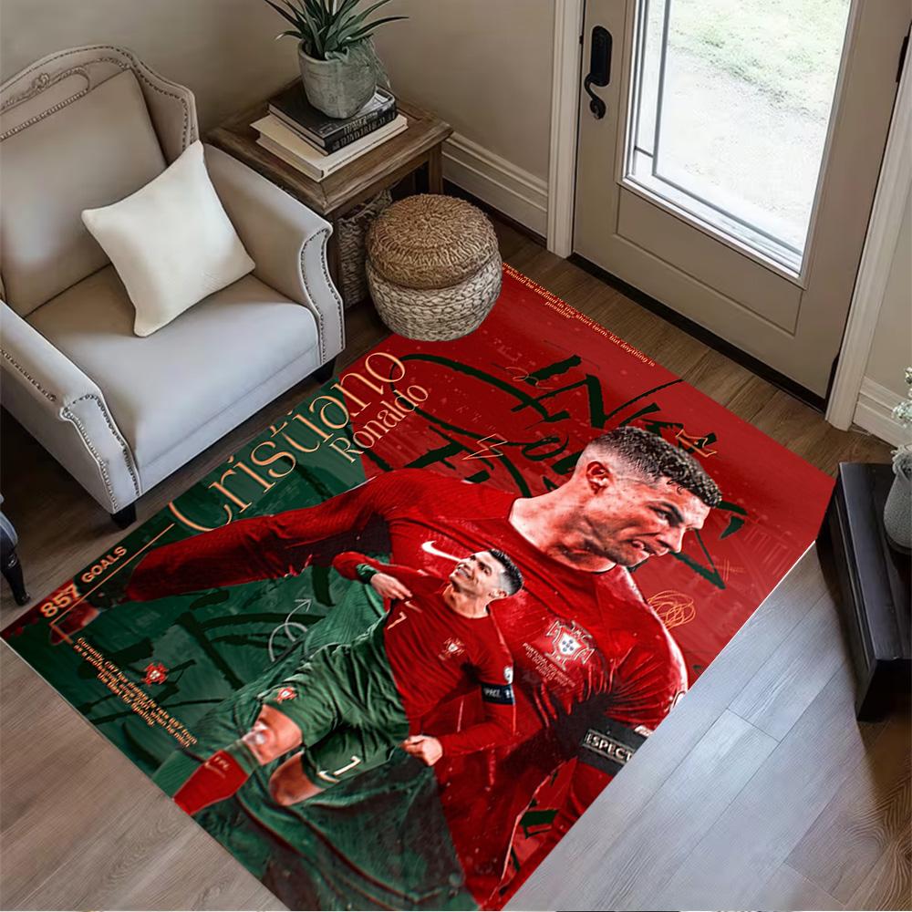 Portugal's Cristiano Ronaldo Area Rug Perfect for Playrooms Foyer Outdoor Decorate Room Antislip Carpet Office Home Decor Best for Christmas