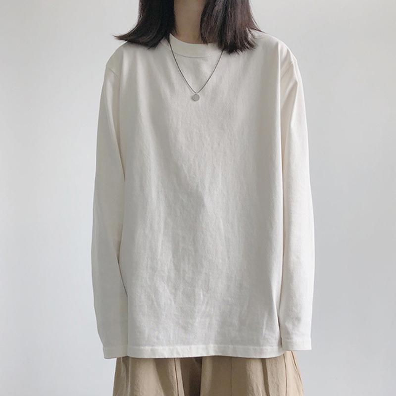 

GMXIA Женская модная повседневная футболка с длинным рукавом и круглым вырезом и топ L белый