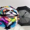 1pc Rainbow Dog Automatic Open/Close Umbrella Compact Folding Umbrella with 8-Rib Shaft for Women/Men, Portable Travel Umbrella,1232S