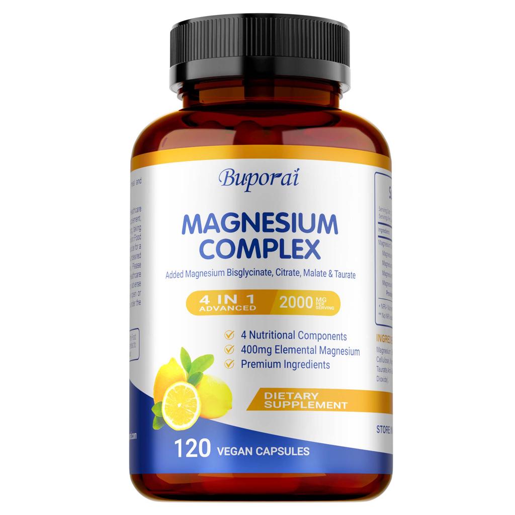 Complesso di magnesio e glicina 4 in 1 promuove la salute delle ossa e il benessere generale; vegano e adatto agli adulti.