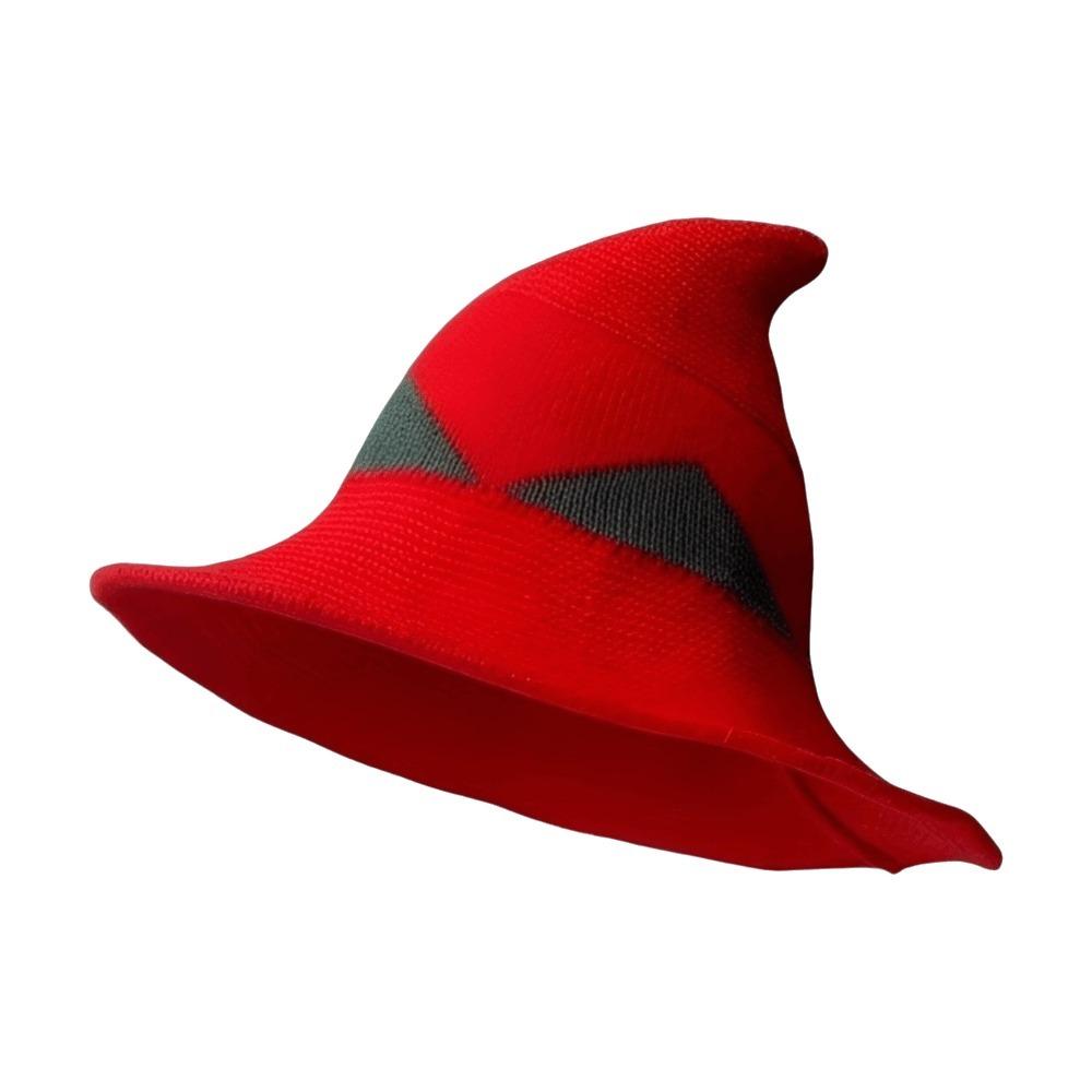 Color Blocked Witch Hat Spire Halloween Hat Knitted Wizard Cap Photography Prop