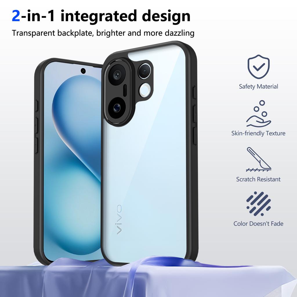 Pouzdro Vivo X200 FE V2503 Pokovený Silikonový Nárazník Nárazuvzdorný Průhledný Zadní Kryt Tvrdé Matné Pouzdro na Telefon pro Vivo X200 FE X200FE V2503