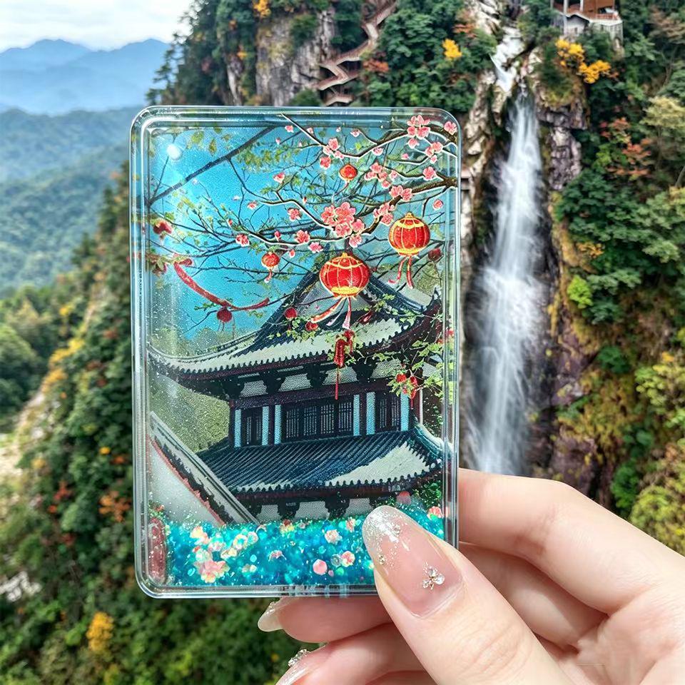 Wugong Mountain Scenic & Historical Sites Acrylic Glitter Refrigerator Magnet