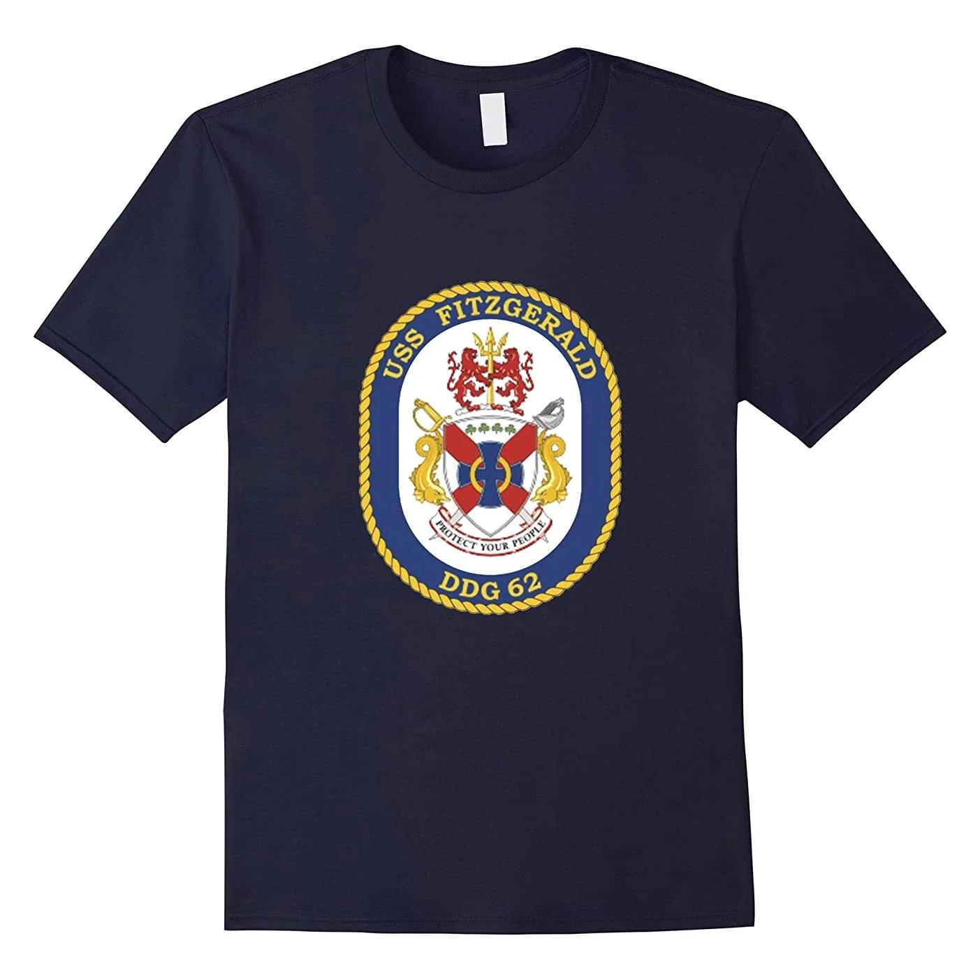

USS Fitzgerald DDG 62 Guided Missile Destroyer Crest Printed TShirt 100 Cotton ONeck Short Sleeve Summer Casual Mens Tshirt 4XL