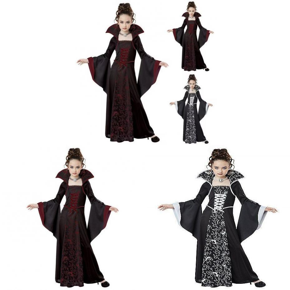 Halloween Witch Costume For Girls With Vintage Dress And Stripe Details For Kids Age 3 To 8