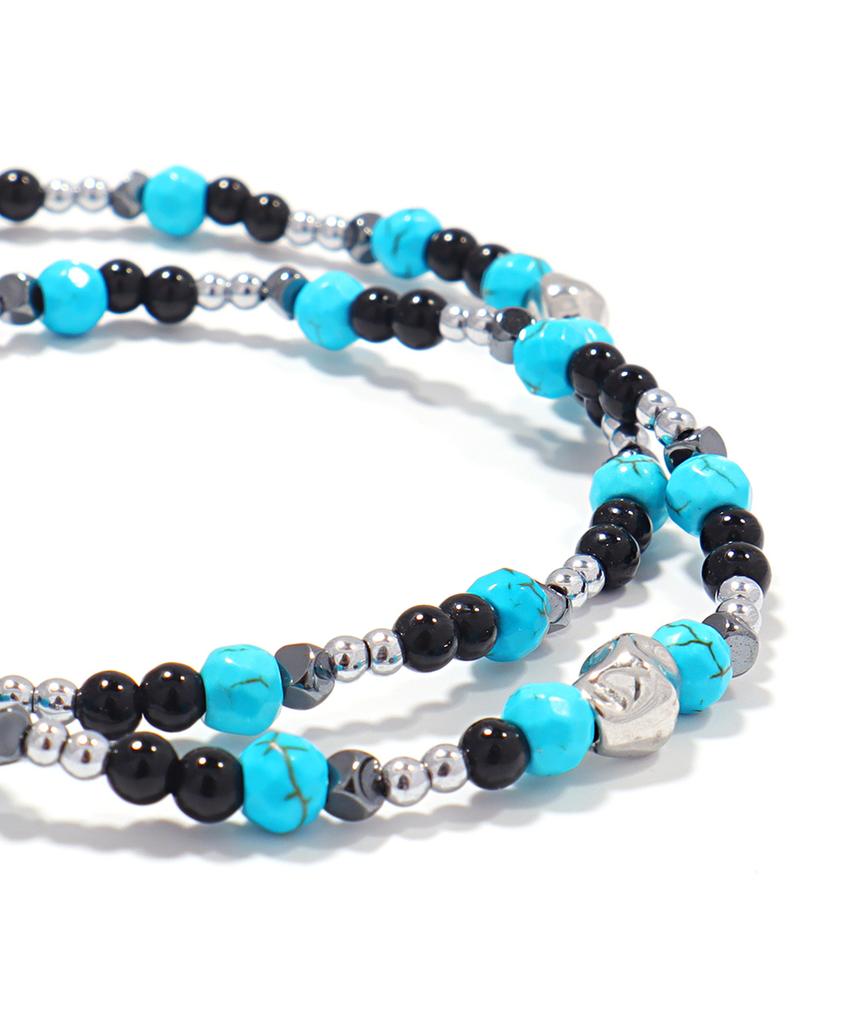 Polalita Turquoise Black Onyx Silver Hema Bracelet (Plt-Br-129_Bk)