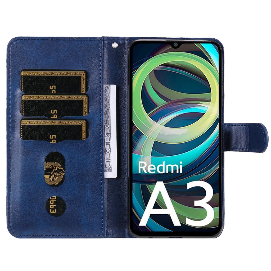 For Xiaomi Redmi A3/Poco C61 4G Magnetic Case Zipper Pocket Phone Cover with Calf Texture