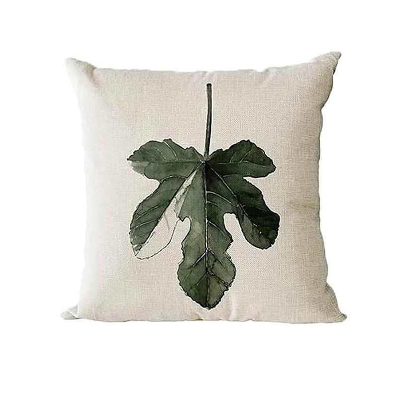 Simple Modern Green Leaves Tropical Plant Series Linen Pillowcase Nordic Small Fresh Style Cushion Cover