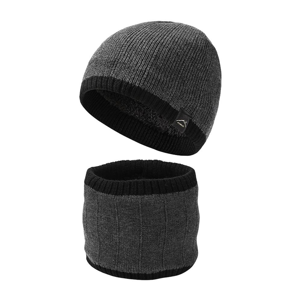 

Защита шеи Шапочка Теплая Мужская Вязаная Шапка Модные Бини Зима темно серый