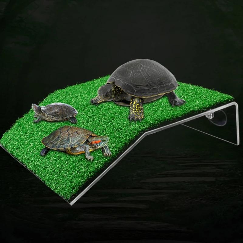 Reptile Basking Platform - Realistic Turtle Climbing Island with Drying Ramp for Aquarium & Fish Tank Decoration