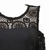 Women Lace Patchwork Ruffle Sleeve Pullover Dress Cold Shoulder Midi Dress with Floral Hemline for Casual and Semi-Formal Wear