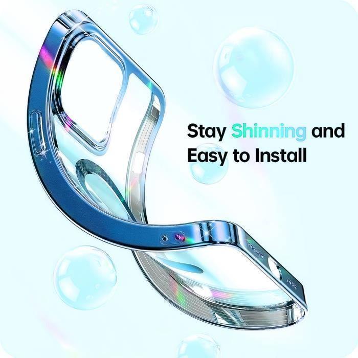 Protective Case for iPhone 15 - BOOLING - Rigid - Transparent Silicone - Blue Magnetic Circle