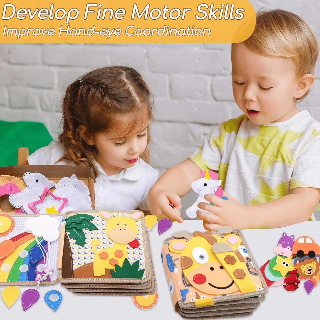 Montessori Beschäftigungsbuch für Kleinkinder, Pädagogisches Sensorikspielzeug, Filz-Stillebuch für Babys, Vorschul-Lernaktivitäten für Kinder Geschenk