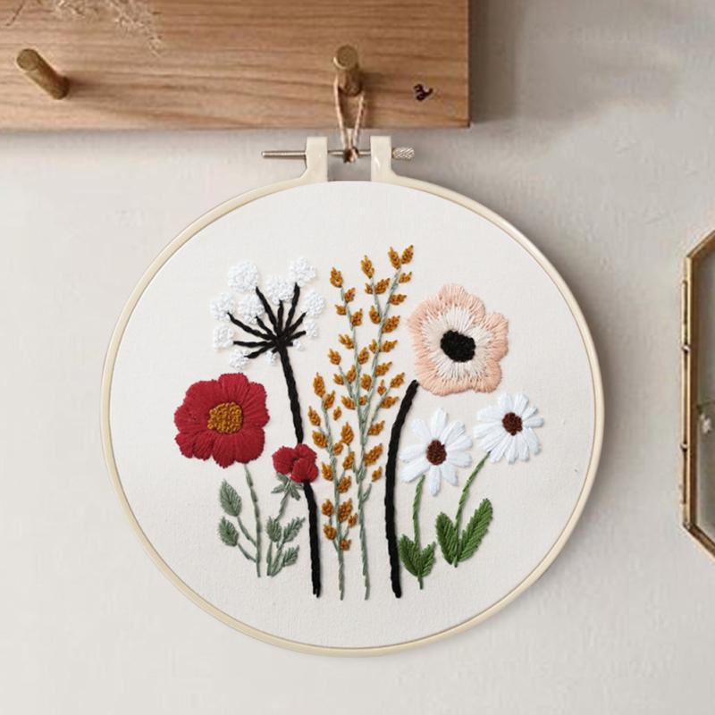 Embroidery Kit For  Beginners Cross  Stitch Diy Stamped Embroidery with Floral Pattern Embroidery