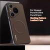 Skin Feel Magnetic Marking Pattern Leather Case for Huawei Pura 80 Ultra Mate 70 Pro Plus Thin for Magsafe Wireless Charge Cover