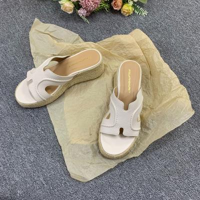 Spot Second Hair! Fashion Versatile New Holiday H-shaped Hemp Rope Woven Slope Heel Thick-bottomed Beach Slippers Women's Sandals
