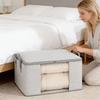Non-Woven Fabric Striped Visible Storage Bag Moisture-Proof Dust-proof Quilt Storage Box with Handles Space Saving