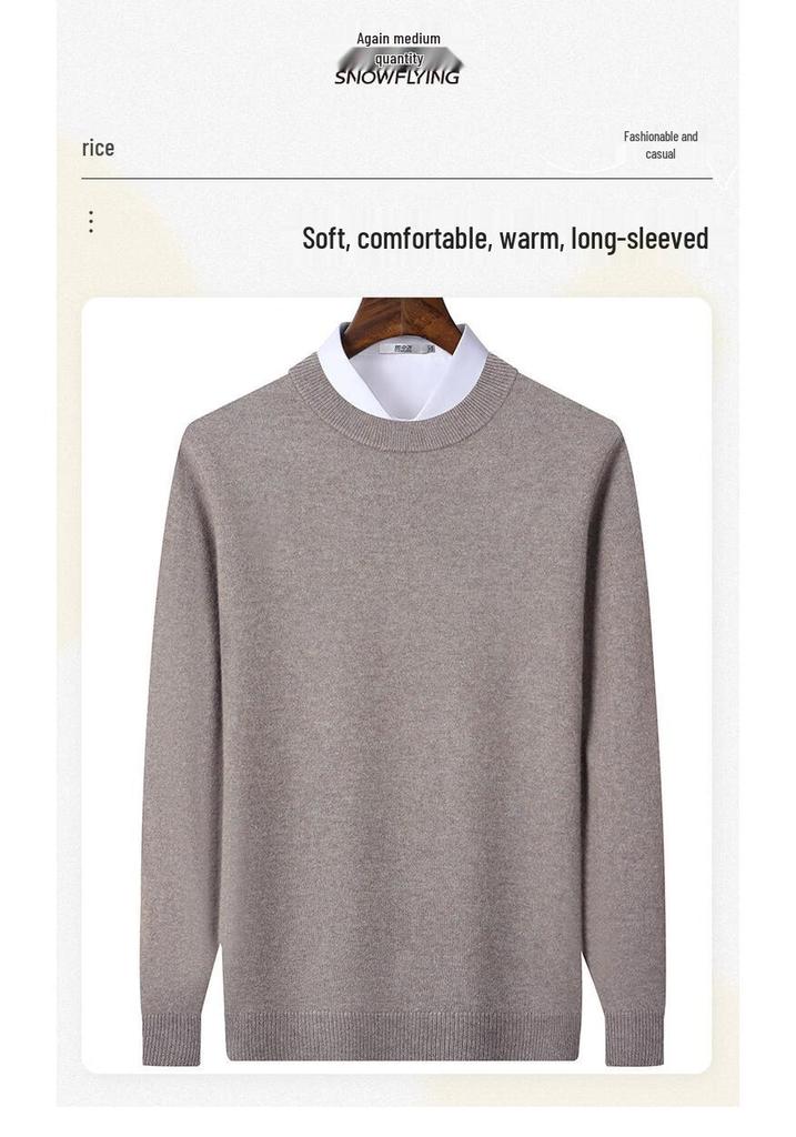 SNOWFLYING Men's Cashmere-Wool Blend Crew Neck Sweater