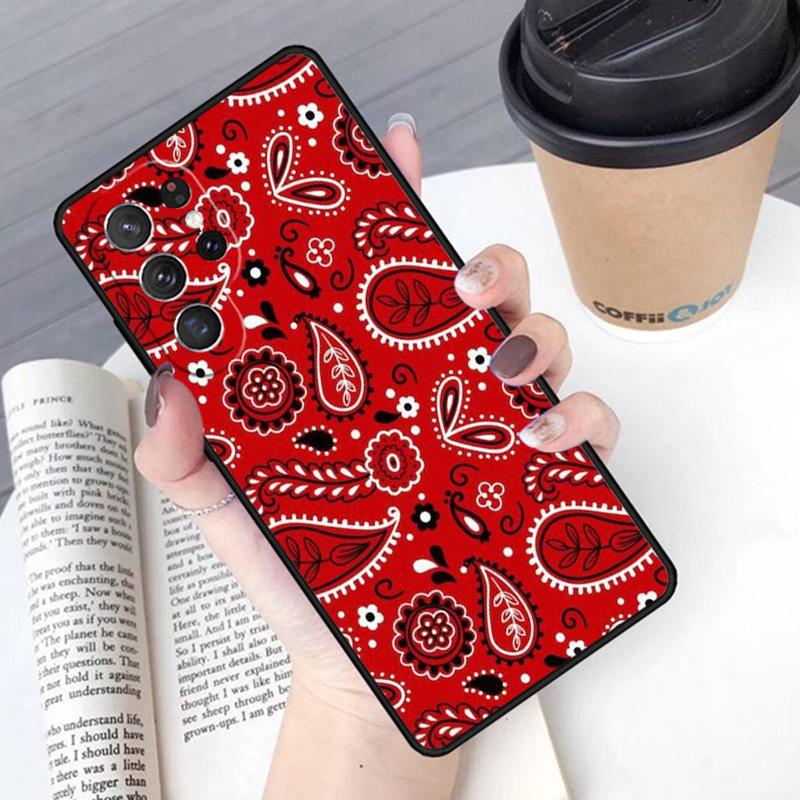 Black Bandana Paisley phone case Cover For Samsung Galaxy S24 S25 Ultra S21 S22 Ultra S10E Note 10 Plus Note 20 FE S23