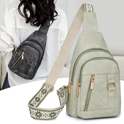 New Retro Bag Women's Large Capacity Women's Breast Bag Simple and Fashionable Crossbody Bag Women's Breast Bag