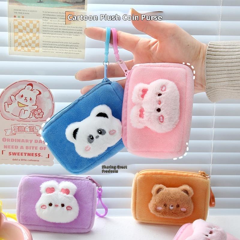 Japanisches Kawaii Cartoon Plüsch Aufbewahrungs Münzbeutel Tragbar Cartoon Schlüssel Münzbeutel Rucksack Dekoration Geschenke