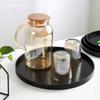 Japanese Black Wooden Tray Home Tea Tray Cosmetic Decorative Tray Coffee Snack Plate Bread Round Plate