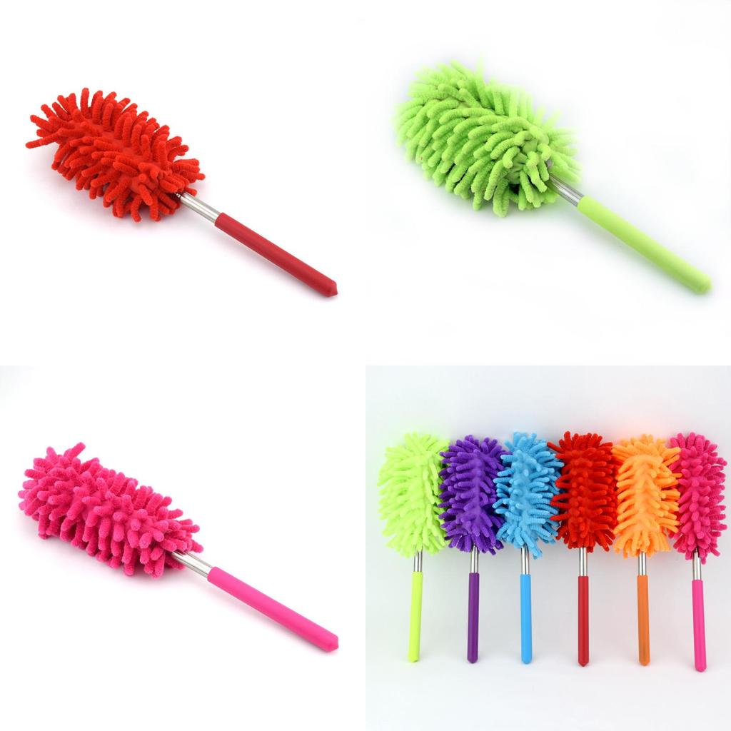Stainless Steel Extendable Duster With Synthetic Fiber Head For Home Cleaning
