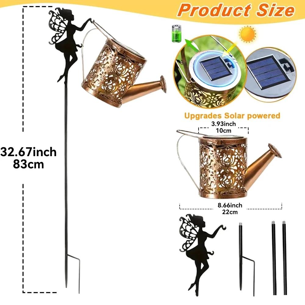 Solar Fairy Watering Can Lights Waterproof Garden Lights Outdoor Hanging LED Solar Kettle Lamp for Patio Villa Path Lawn Decor
