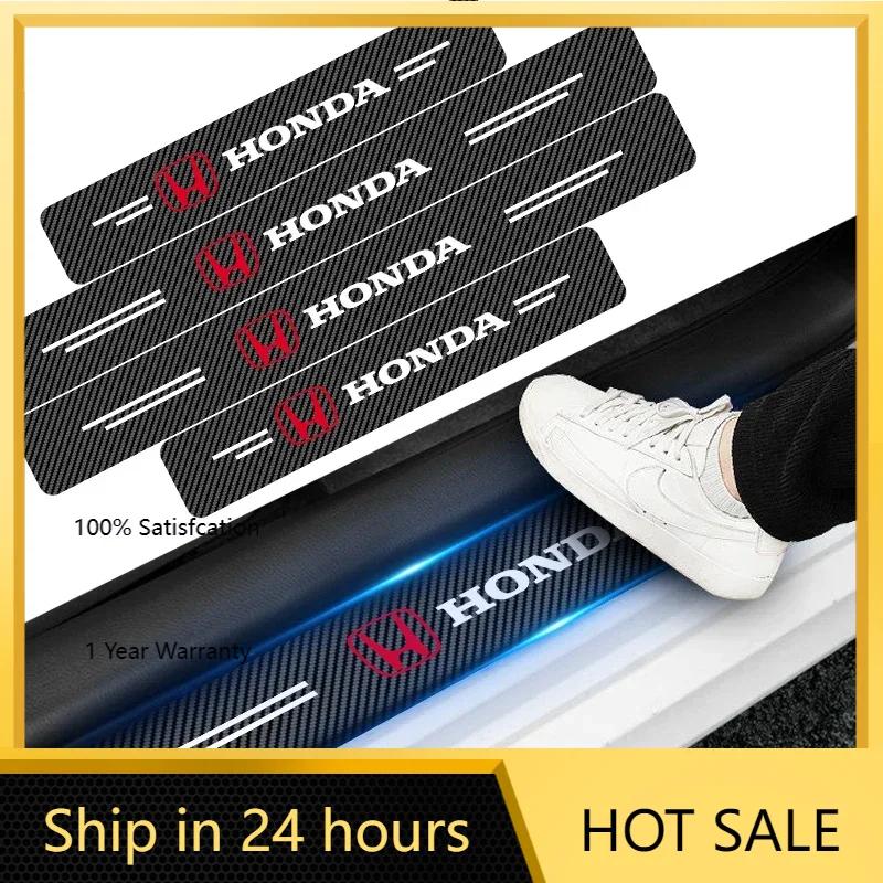 For Honda Carbon Fiber Car Door Sill Protection 3D Sticker Car Accessories For Honda Civic Fit City Cry Accord CB500 Cb650r Forz