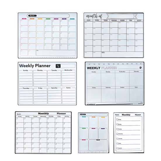Magnetic Dry Erase Whiteboard for Fridge Reusable Monthly Calendar & Weekly Planner Blackboard Style Note Pad Kitchen Message Board