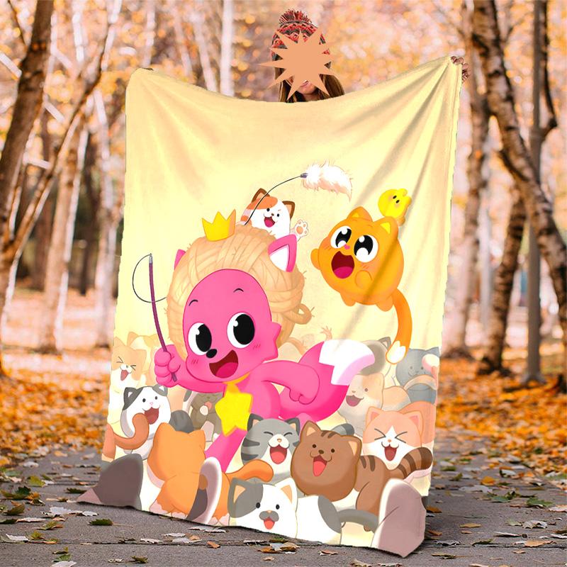 Pinkfong Flannel Blanket Soft Warm All-Season Throw, Design for Camping, Car Travel, Hiking Sofa, Bed, Office Perfect Gift for Parties