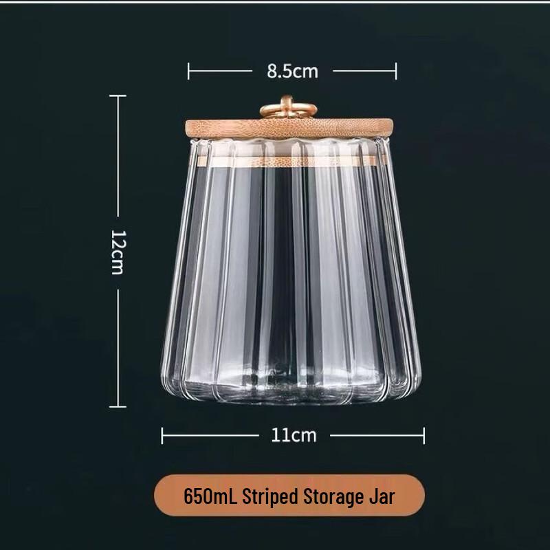 ZISIZ Striped Borosilicate Glass Storage Jar with Lid