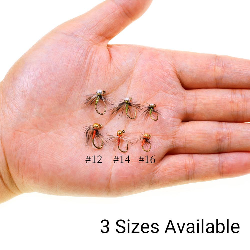 6PCS Tungsten Beadhead Midge Jig Nymph Fast Sinking Fly Fishing Lure for Trout Grayling Euro Nymphing