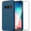 Protective Case - BOOLING - Samsung Galaxy S10e - Flexible Navy Blue - Shockproof - 2 Tempered Glass