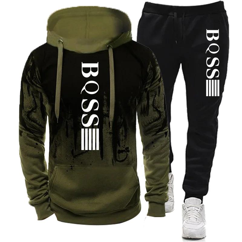 Men's Hoodies for Men Clothing Splash Ink Sweatshirt Suit Man Tracksuit Pant Sets New in Hoodies & Sweatshirts Sports Suits Set