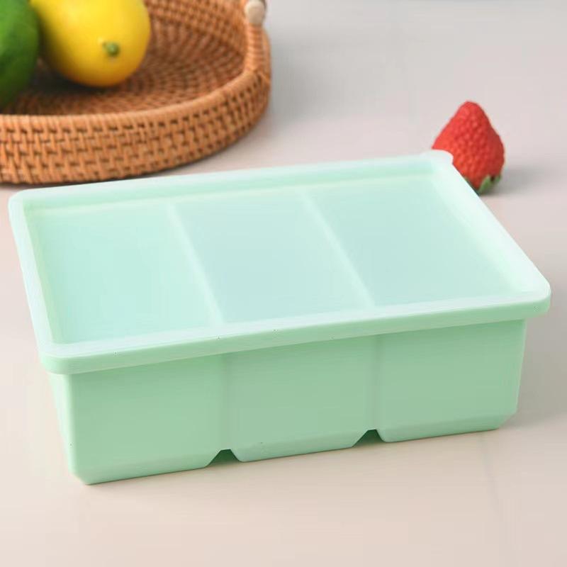 2pcs Easy-Release Silicone Ice Cube Trays with Lids - Flexible, Reusable Large Ice Cube Molds for Freezer, 1 Cup Portions for Soups, Stews, Sauces