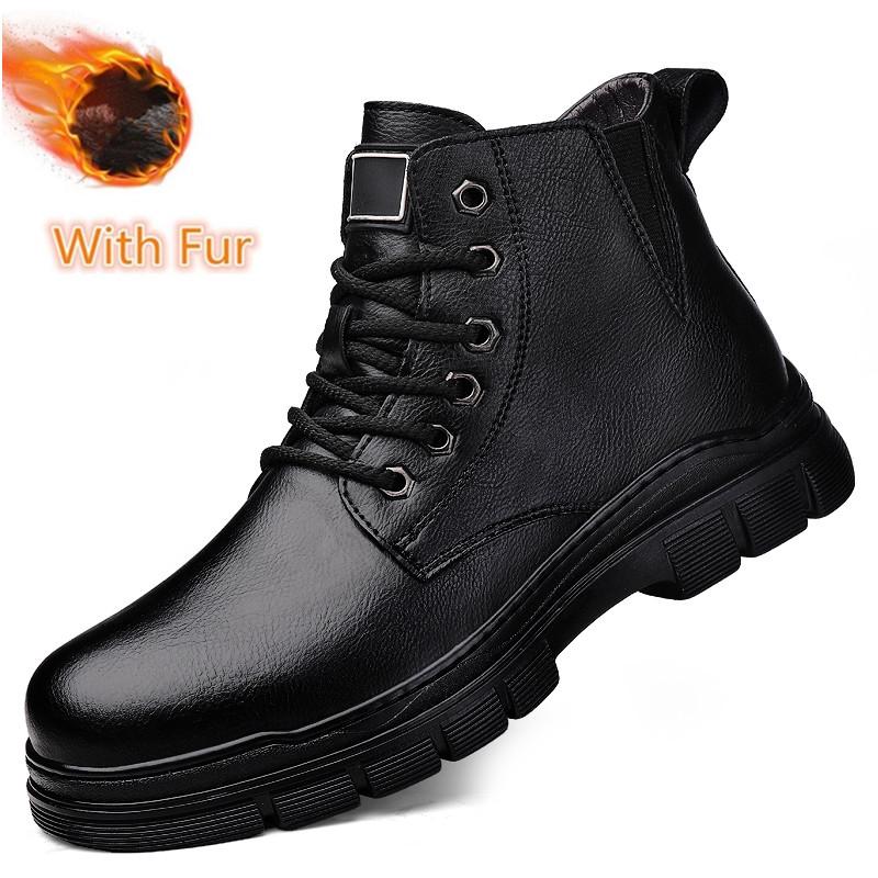 Fashion Outdoor Comfort Chelsea Anti Slip Men Shoes Men's Shoes Genuine Leather High Top Fashion British Boots Men Black Short Boots