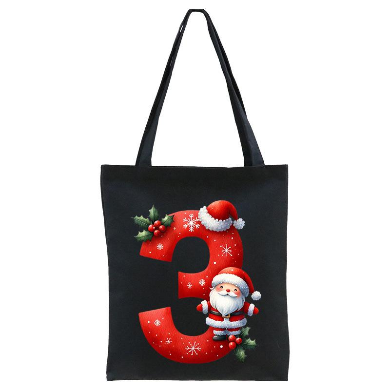 English letters A-Z Christmas number print student casual canvas tote bag