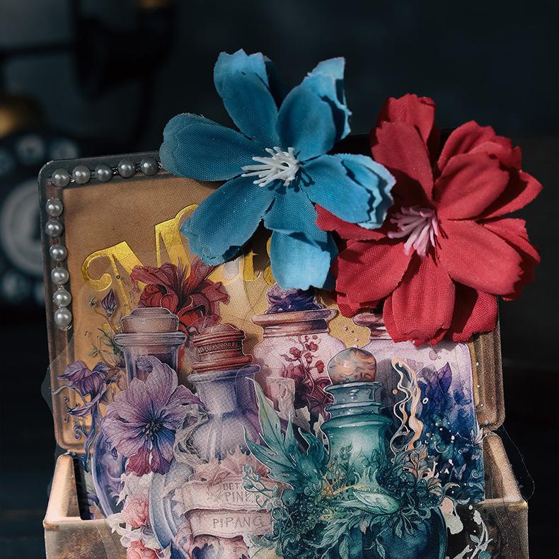 Retro Gothic Style PET Stickers Collage Clipbook Diary Scrapbook Decoration Materials Mysterious Magic Box Series Pasters 20 Pcs/ Pack