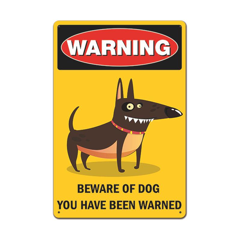 Dog Metal Tin Signs Vintage Poster Beware of Dog Retro Tin Plates Wall Stickers for Garden Family House Door Decoration