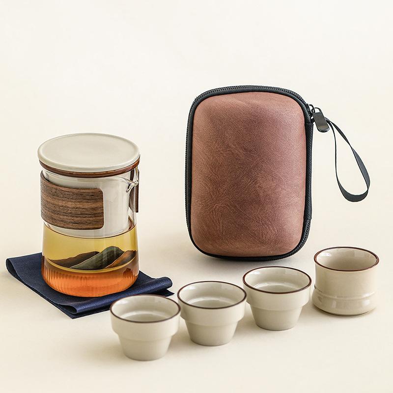Mountains And Rivers Kuaike Cup Travel Tea Set, One Pot And Four Cups, Portable Outdoor Special Teapot, Tea Cup Reservation