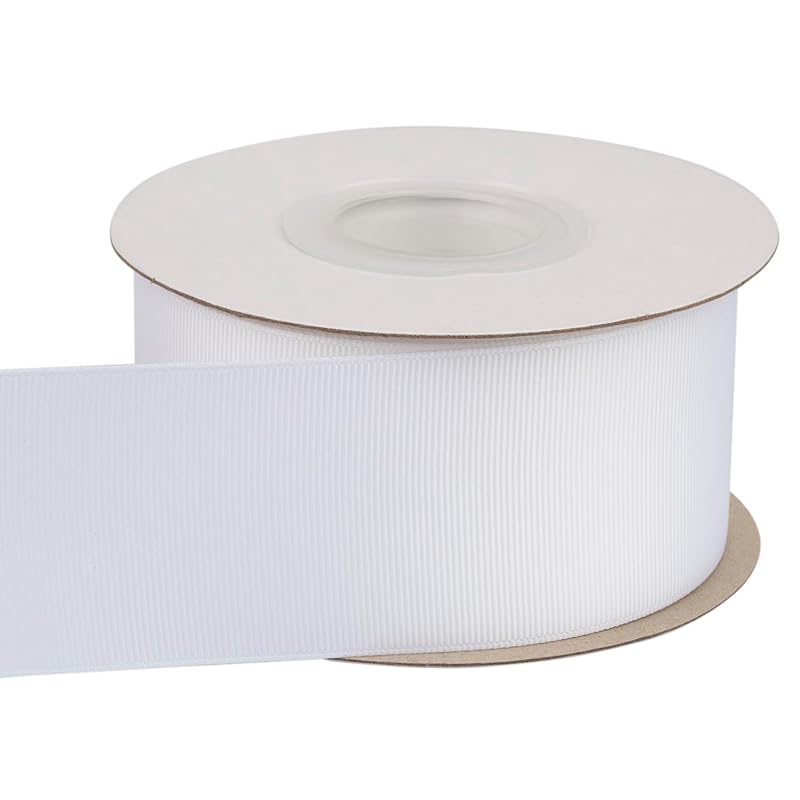 [Tekdeere]Width 50mm Solid White Grosgrain Ribbon, Perfect for Gift Wrapping, Sewing, Hair Accessories, Wedding Decorations - 22 Meters/roll